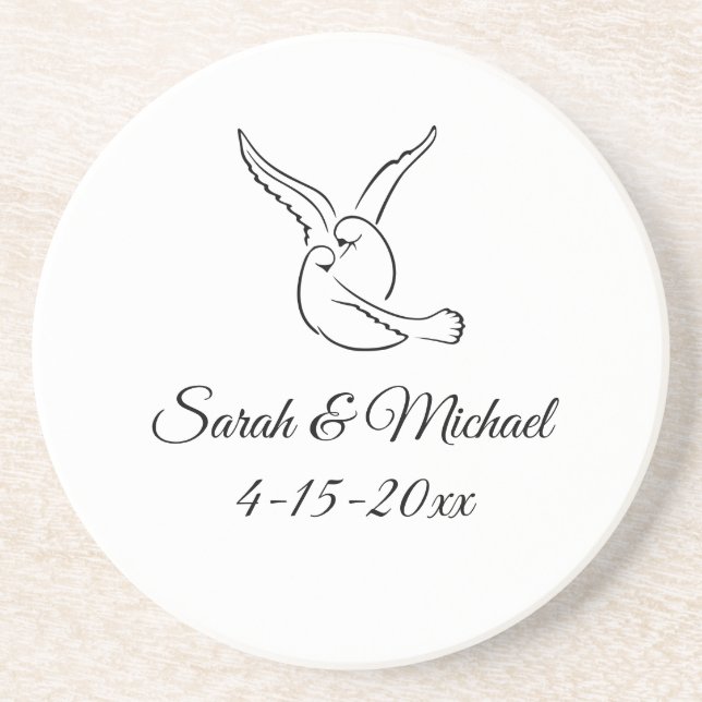 Love Birds Sandstone Coaster Getränkeuntersetzer (Vorne)