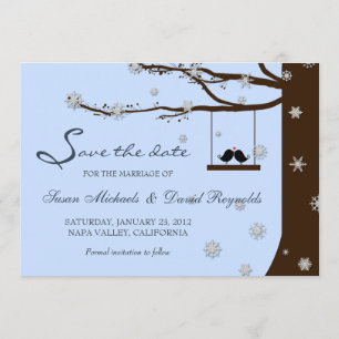 Love Birds Snowflake Oak Tree Winter Save the Date