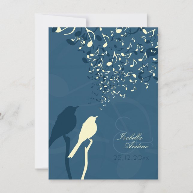 Love Birds Song Hochzeit Einladung (Vorderseite)