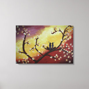 Love Birds Spring Stretched Canvas Print Leinwanddruck