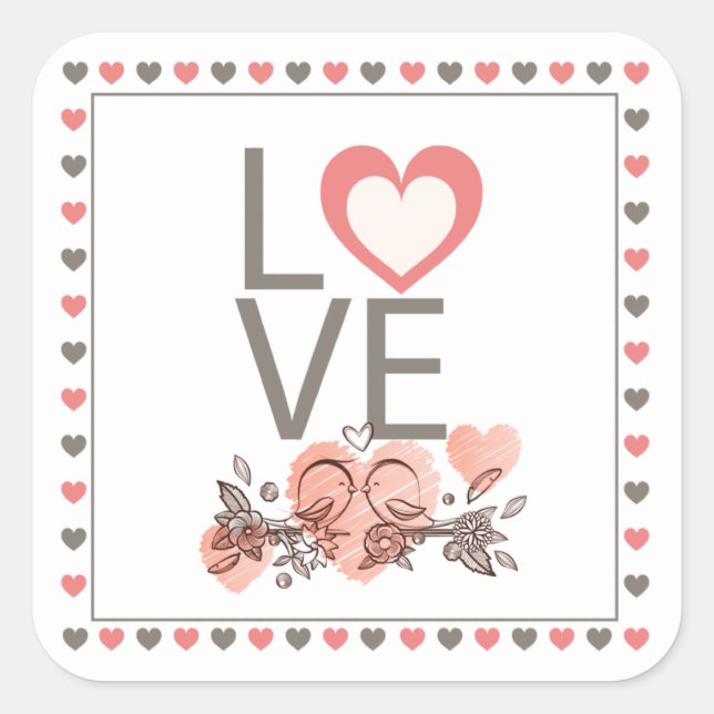 Love Birds Square Sticker (Vorderseite)