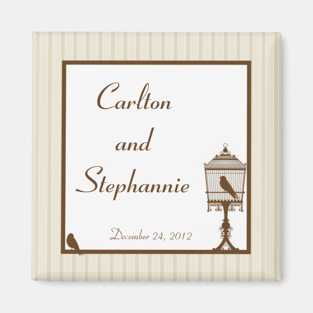 Love Birds Tan/Brown Wedding Magnet (Vorne)