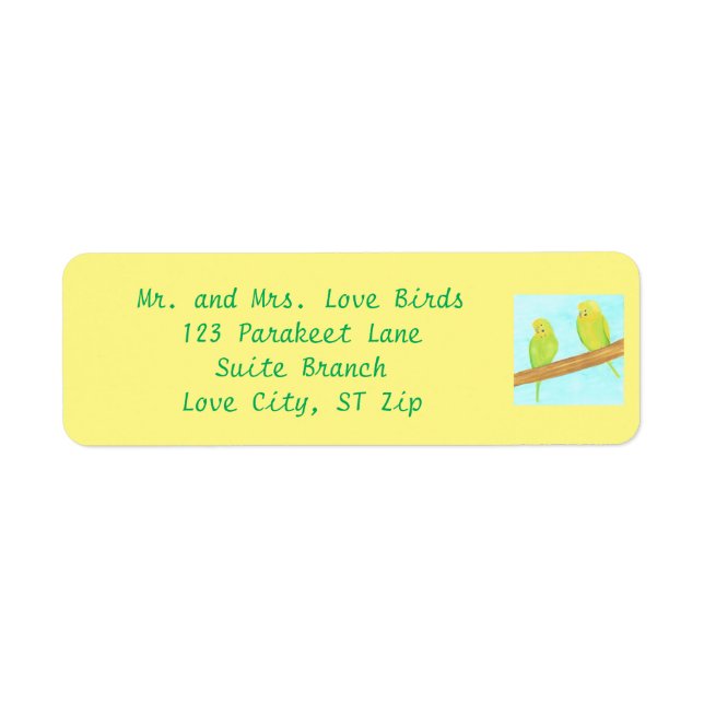 Love Birds Two Parakeets Address Labels (Vorne)