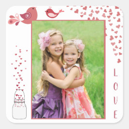 Love Birds Valentine's Day Heart Foto Aufkleber