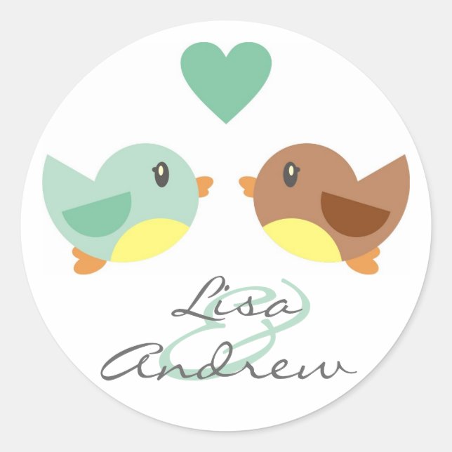 Love Birds Verlobung Announcement Sticker (Vorderseite)