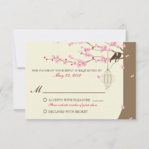 Love Birds Vintag Cage Cherry Blossom UAWG RSVP Karte