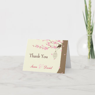 Love Birds Vintag Cage Cherry Blossom Vielen Dank Dankeskarte