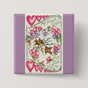 Love Birds Vintag Valentine's Day Button Button