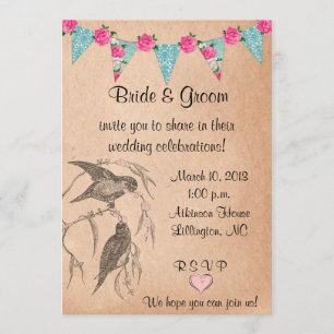 Love Birds Vintage Hochzeit Einladung