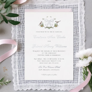 Love Birds "W" Monogram Foil Weditation Folieneinladung