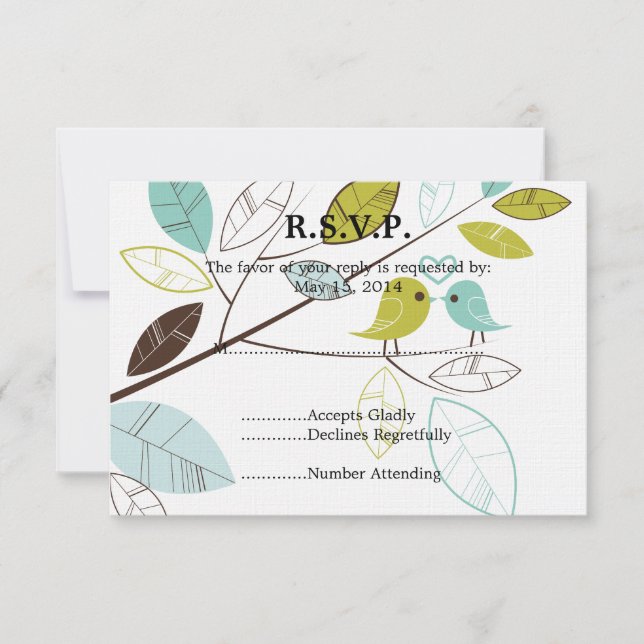 Love Birds Wedding RSVP Karte (Vorderseite)