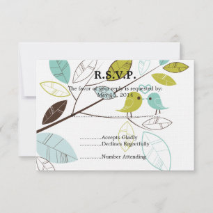 Love Birds Wedding RSVP Karte