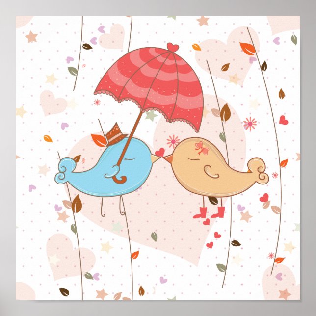 Love Birds Wedding Valentines Poster (Vorne)