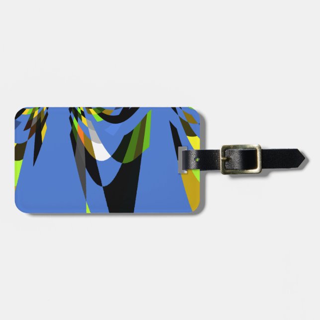 Love Blue African Tribal Motif Design Art Print Gepäckanhänger (Vorderseite horizontal)
