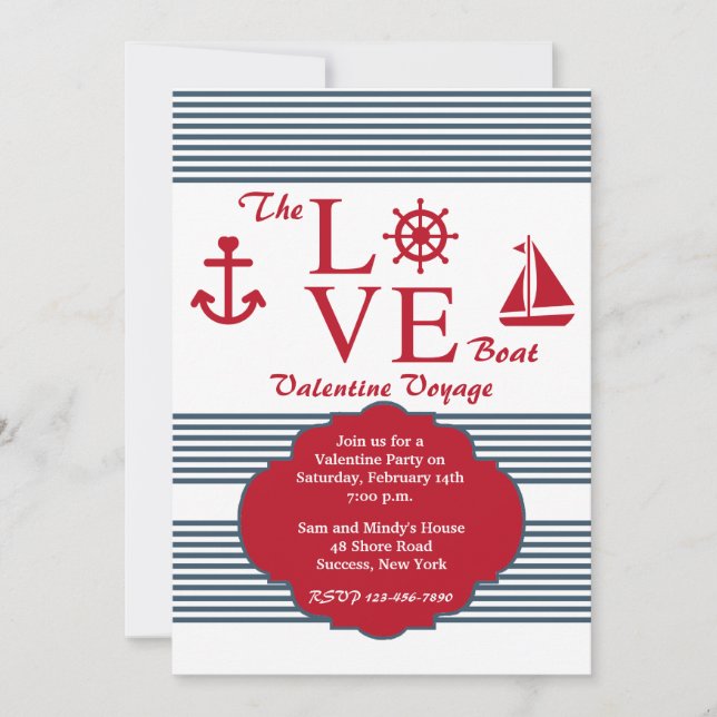 Love Boat Valentine's Party Invitation (Devant)