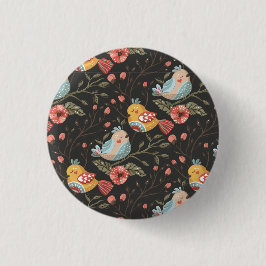 Love Boho Birds Blumenmuster Button