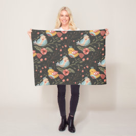 Love Boho Birds Blumenmuster Fleecedecke