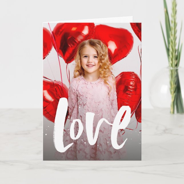 Love bold moderne carte pliée photo de la Saint Va (Devant)