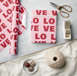 Love Bold Typography Pink & Red Gift Geschenkpapier