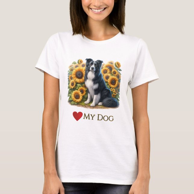 Love Border Collie Dog T-Shirt (Devant)