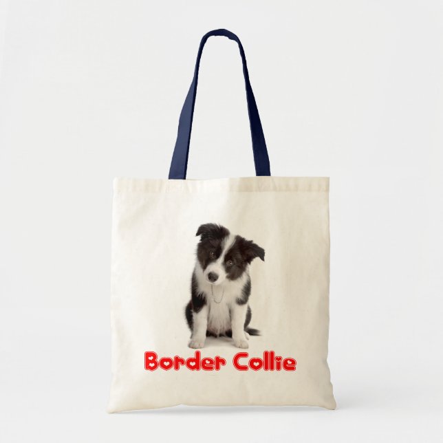 Love Border Collie Puppy Dog Sac fourre-tout (Devant)