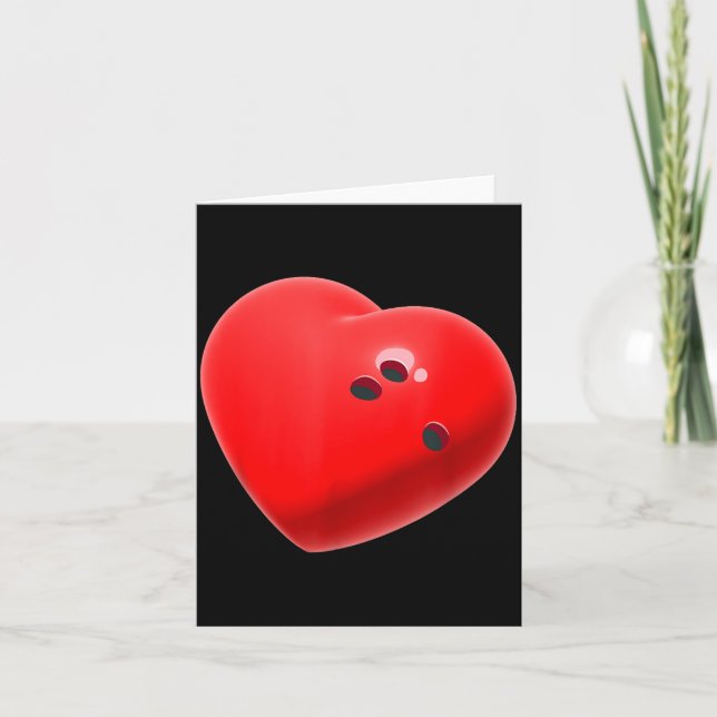 Love Bowling Ball Hearts Bowling Lover Valentine's Karte (Vorderseite)