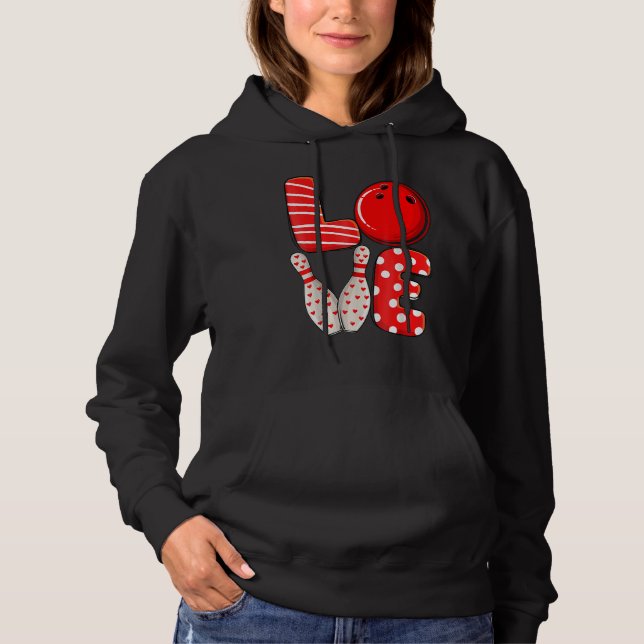 LOVE Bowling Ball & Pins Group Matching Valentine  Hoodie (Vorderseite)