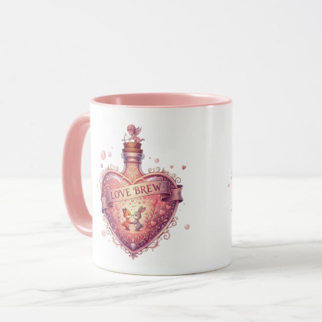 "Love Brew" Vintage Heart Potion Coffee Mug (Devant gauche)