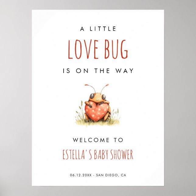 Love Bug Baby Shower Welcome Poster (Vorne)