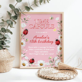 Love Bug Daisy Birthday Party Time Capsule Sign Poster