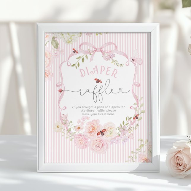 Love Bug Diaper Raffle Bow Wildflower Baby Shower Poster (Von Creator hochgeladen)