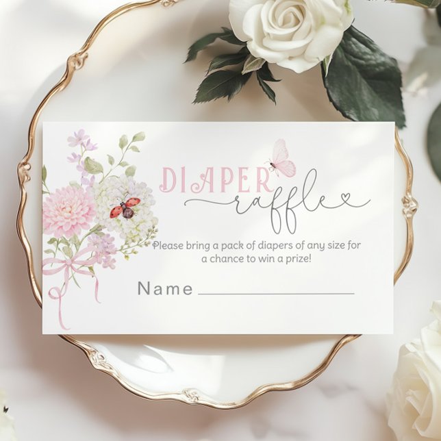 Love Bug Diaper raffle ticket Pink Bow Begleitkarte (Von Creator hochgeladen)