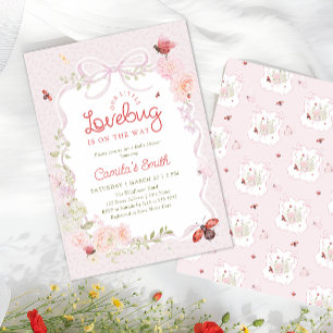 Love Bug Floral Preppy Girl Baby Shower Einladung