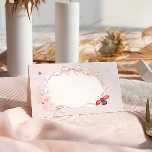 Love Bug Floral Preppy Girl Baby Shower Platzkarte