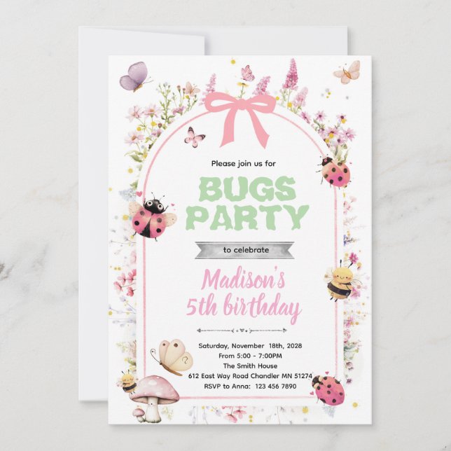 Love bugs birthday party invitation einladung (Vorderseite)