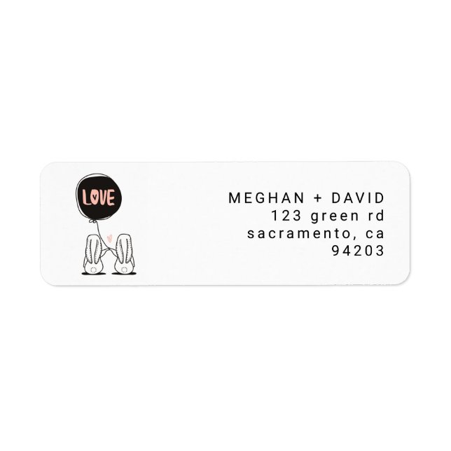 Love Bunnies | Étiquette d'adresse de retour (Devant)