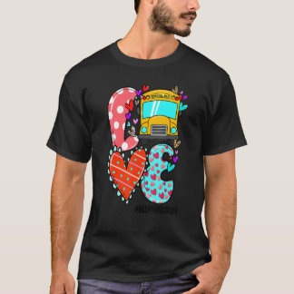 LOVE Bus Monitor Life Leopard Heart Valentine's Da T-Shirt