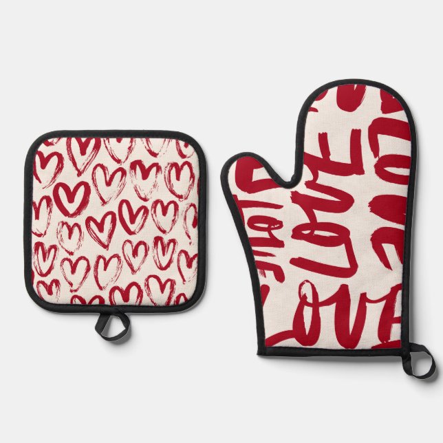 Love by Sommer Hamilton  Ofenhandschuh & Topflappen-Set (Vorderseite)
