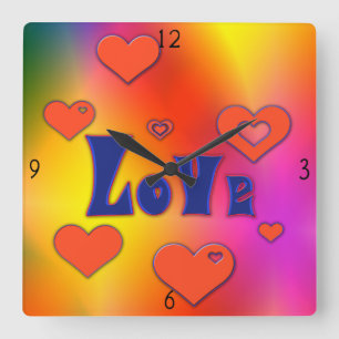Love Carré horloge murale