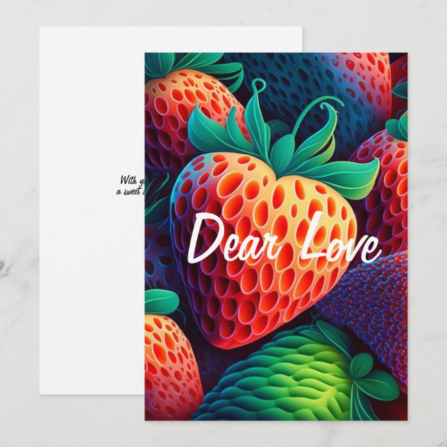 Love carte fraise pour les amoureux (Devant / Derrière)