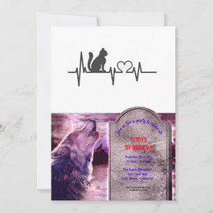 Love cat cardiogram - Choose background color Einladung