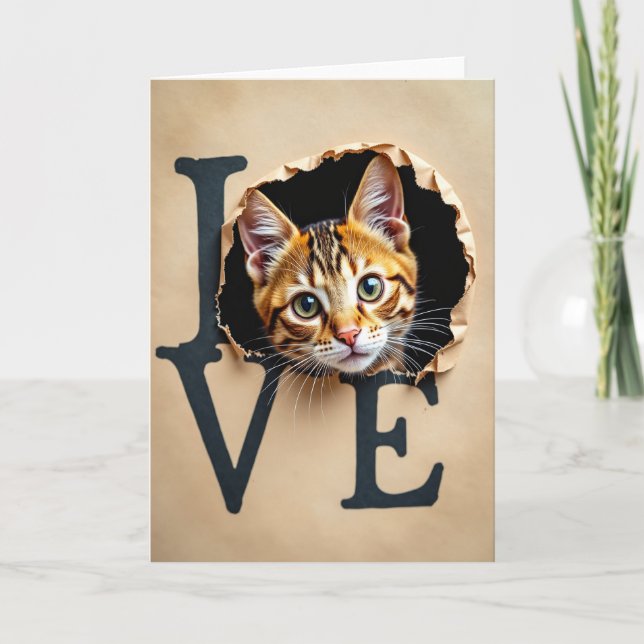 Love Cat Peek Card Karte (Vorderseite)