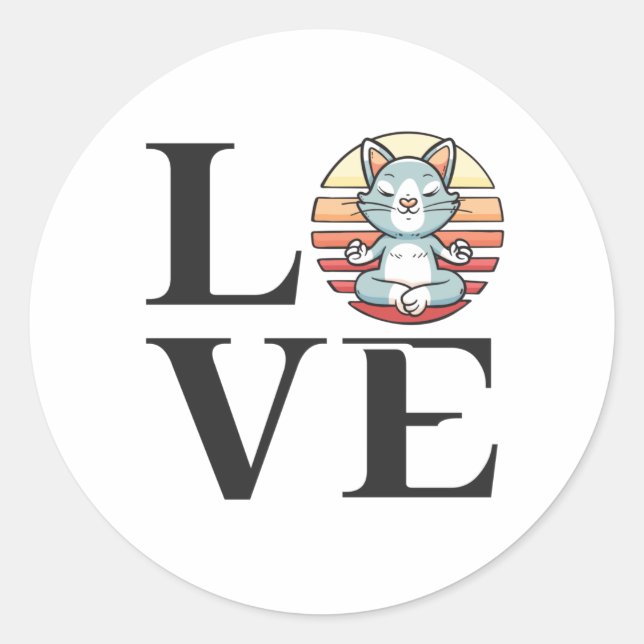 Love cats and meditation runder aufkleber (Vorderseite)