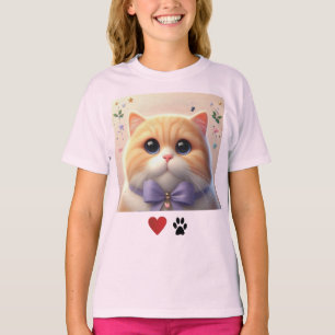 Love Cats Cute Cat Rose Girls T-shirt