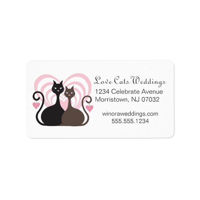 Love Cats Design Étiquette de adresse personnalisé (Devant)