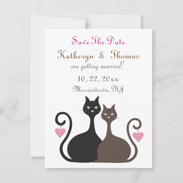Love Cats Enregistrer La Date Annonce Carte Plat (Devant)