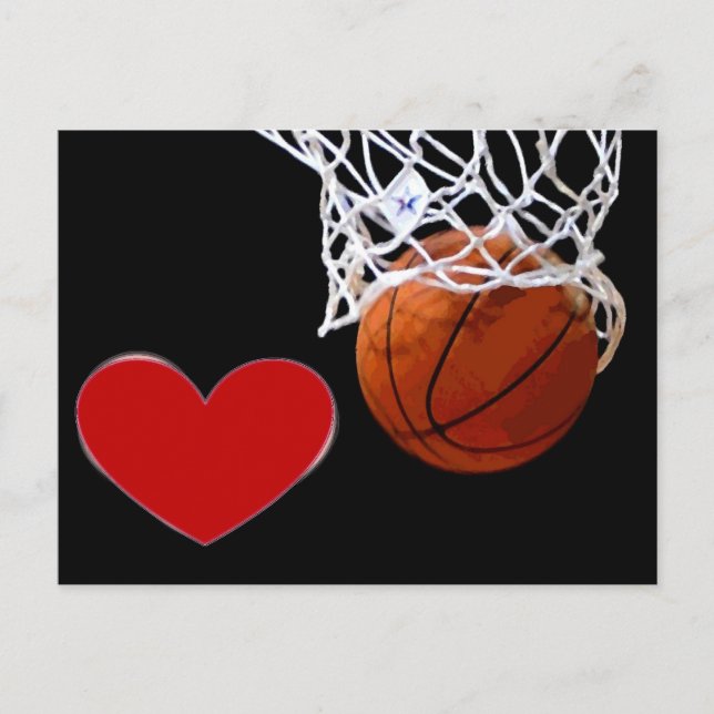 Love Ce Jeu Basketball Red Heart Cartes postales (Devant)