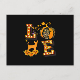 Love Chihuahua Leopard Print Pumpkin Halloween Ankündigungspostkarte