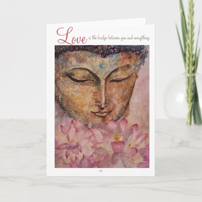Love Citation Bouddha Aquarelle Art Cartes de voeu (Devant)