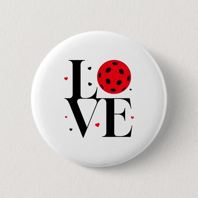 Love Ckleball Valentines Day Cute Red Heart  Button (Vorderseite)